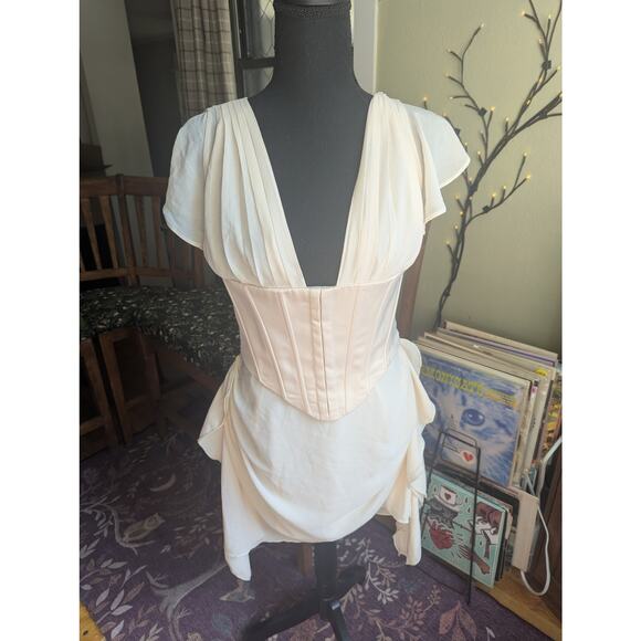 Cream Corset Draped Dress - Picture 1 of 5